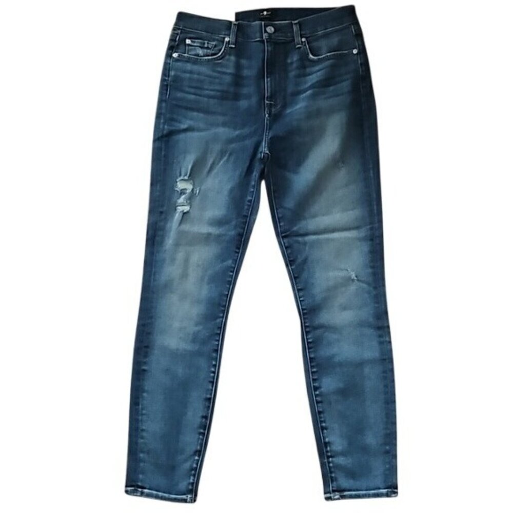 7 for all Mankind High Waist Ankle Skinny Denim Jeans Size 30 Women's New